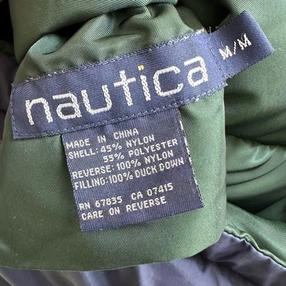 Vintage 90s Y2K Nautica Reversible Goose Down Puffer Jacket - Picture 6 of 7